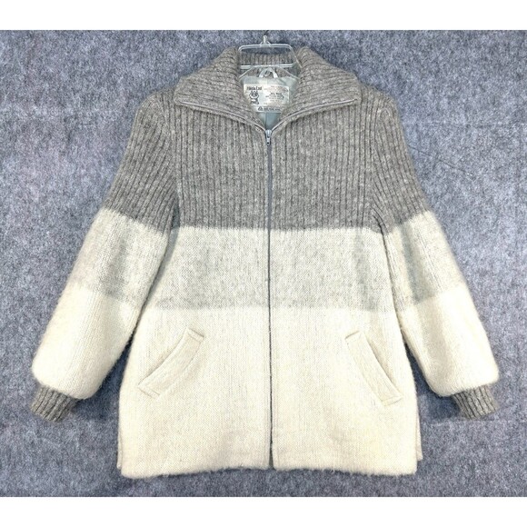 Vintage Hilda Ltd Icelandic Knit Wool Sweater Jacket Women M Full Zip - Picture 1 of 12